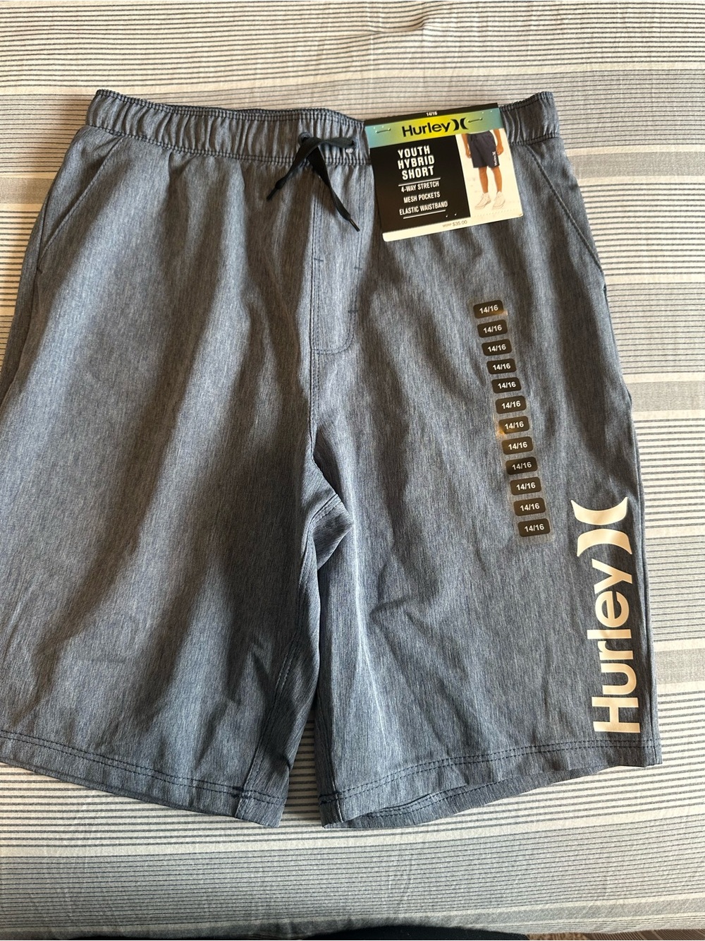 Hurley Heathered Blue/Gray Youth Hybrid Shorts with Logo